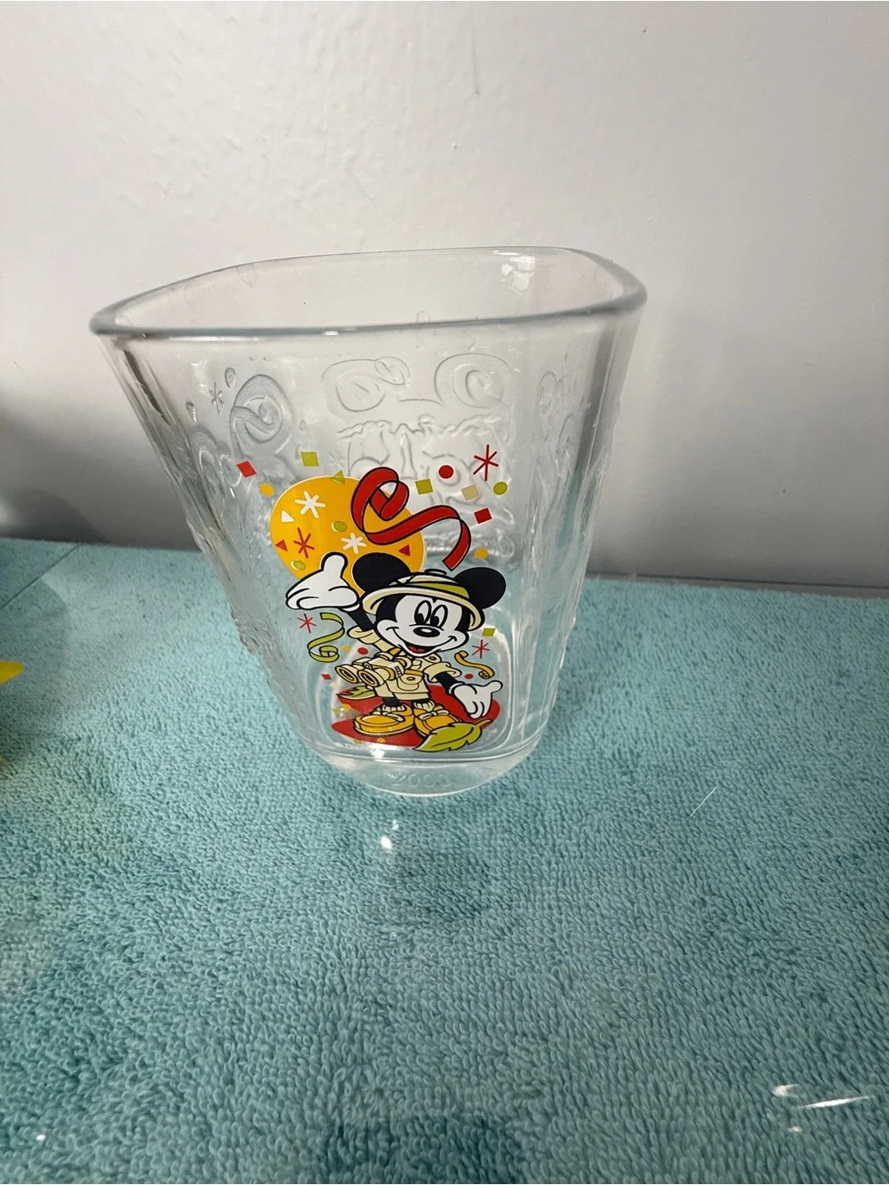2000 Disney Multicolor Mickey Mouse Clear Glass Tumblers - Set of 4